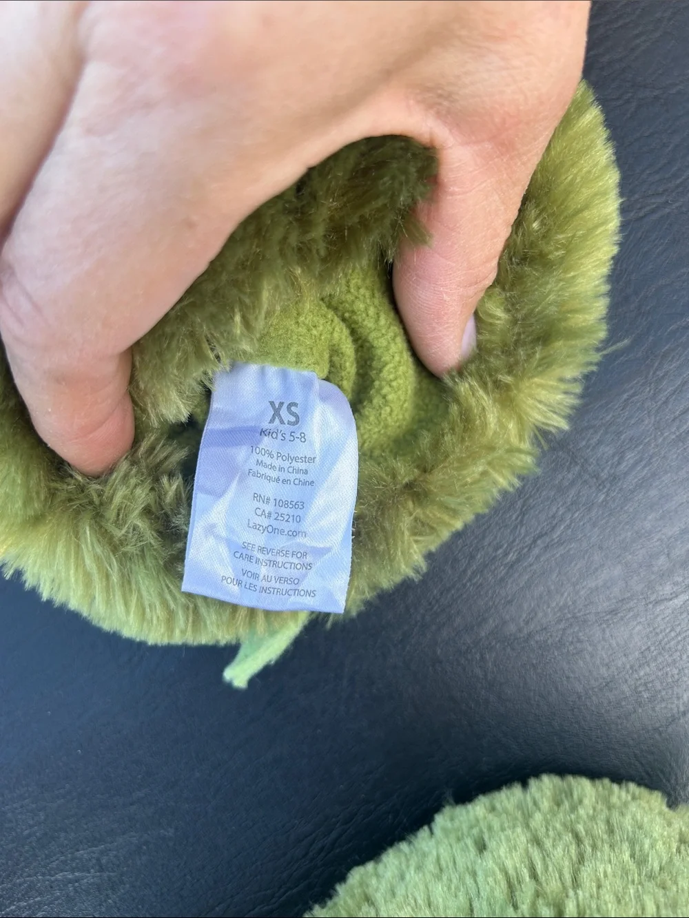 Lazy One Olive Green Plush Monster Baby Slippers